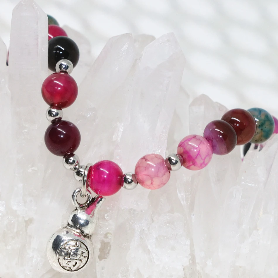 6 мм круглые бусины натуральный многоцветный попкорн оникс каменный Агат браслет