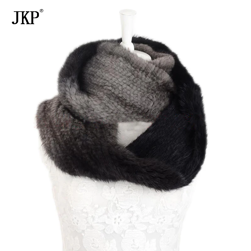 100% реальные вязаной норки Мех животных кольцо Шарфы для женщин модные градиент