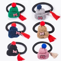 lovely woolen hat 2 patterns fresh colors gum for hair elastic bands kids women headwear hair accessories