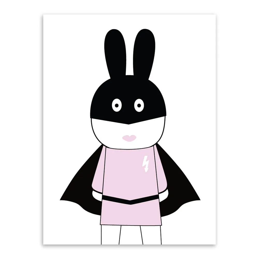 Один кусок современный минималистский Nordic черный, белый цвет Kawaii Животные Живопись Печать на холсте большой дом Настенный декор для детской комнаты