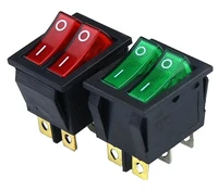kcd2 double boat rocker switch 6 pin on off with green red light 20a 125vac