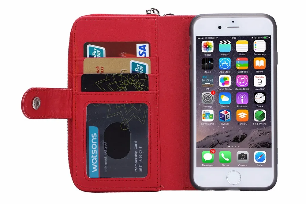 XINGDUO Магнитный 2 в 1 кожаный съемный чехол для iPhone 5/5S/SE/5C откидной Гибридный чехол с отделением для кредитных карт и молнией