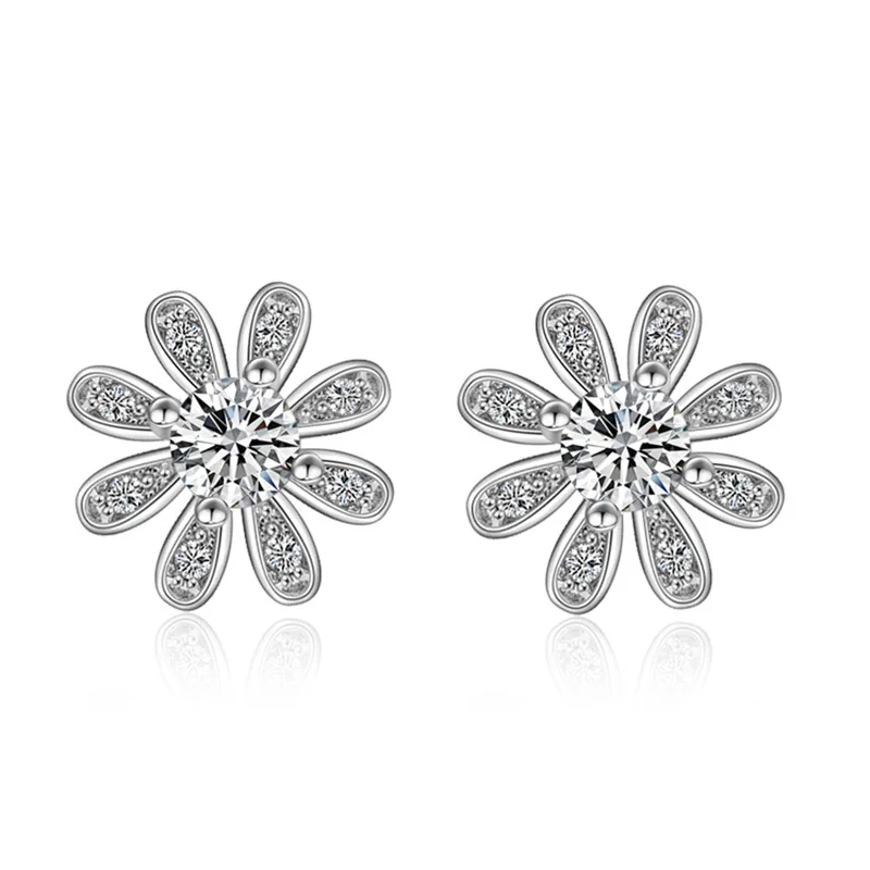 

925 sterling silver fashion little flower ladies stud earrings jewelry anti-allergic girl gift wholesale female