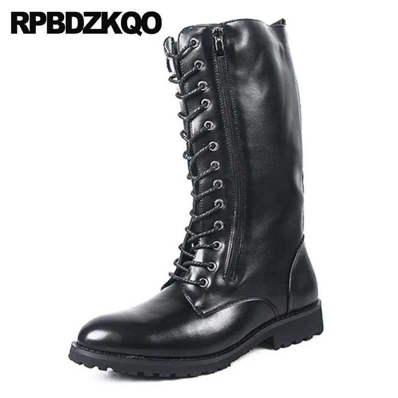 осенняя осень обувь мода молния 2018 дизайнер мужские кожаные высокие сапоги