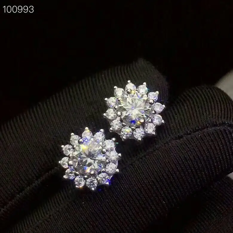 Женские серьги гвоздики с муасанитом MeiBaPJ из стерлингового серебра 925 пробы