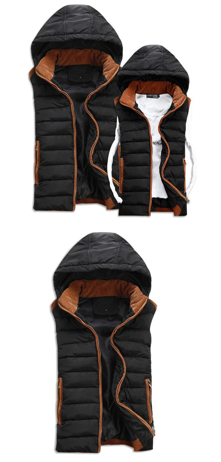 Осень Зима Новое прибытие Повседневная капюшоном men vest Тонкий хлопка мягкой Мужчины и женщины жилет Хорошее качество sleeveless jackets