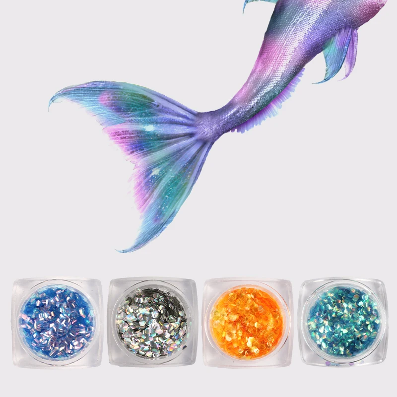 LCJ 1 коробка красочные блестящие рыбьи чешуи для ногтей блестки советы дизайна