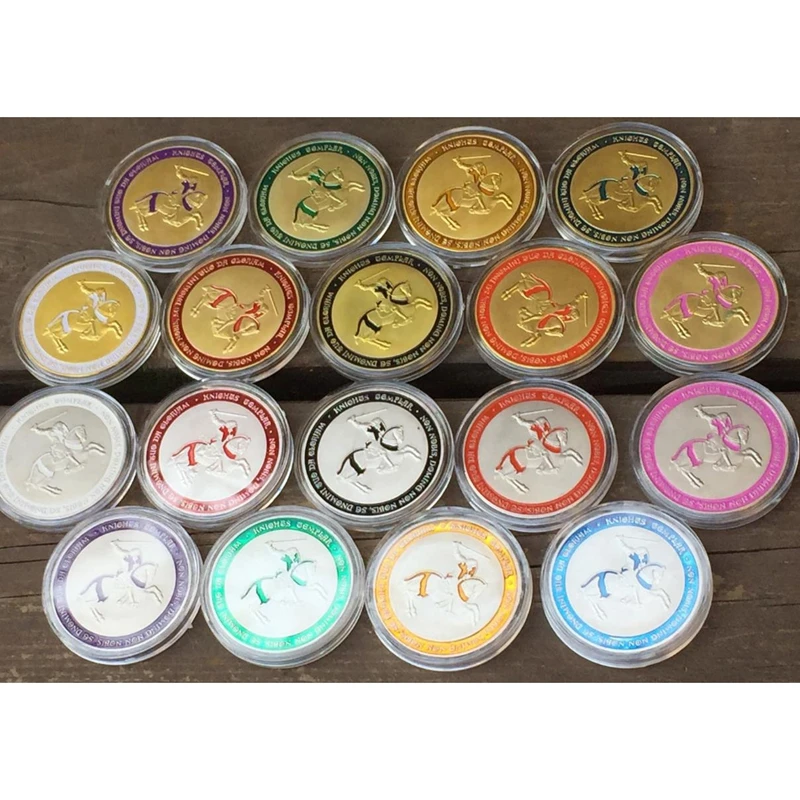 18 шт./компл. европейские Рыцари темплар разные цвета монета золотая медаль