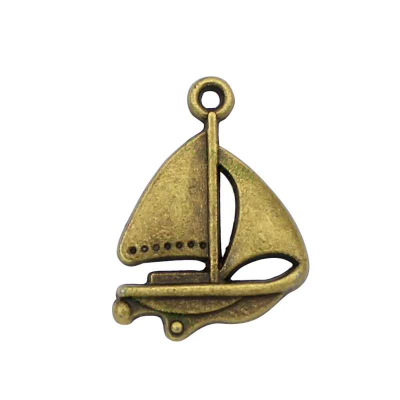 

70pcs-Antique Bronze Sailboat Charms Pendant 23x17mm