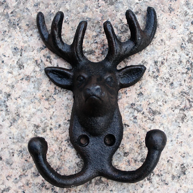 Cast Iron Wall Rack Key Holder Handcraft Coat (Deer-2 Hooks) | Дом и сад