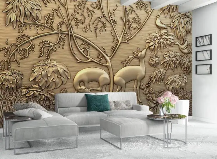 

customize wallpaper roll Three-dimensional Embossed forest wall paper for living room bedroom HD 3D mural wallpaper