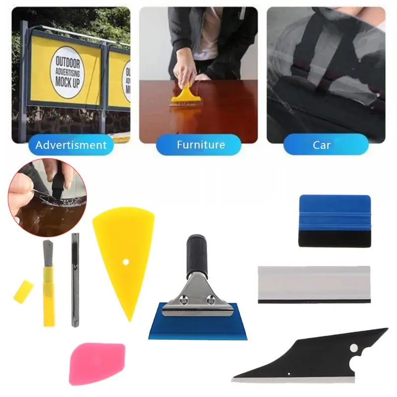 

8 Pcs Multifunction Vehicle Car Window Tint Wrapping Vinyl Tools Squeegee Scraper Applicator Kits Set
