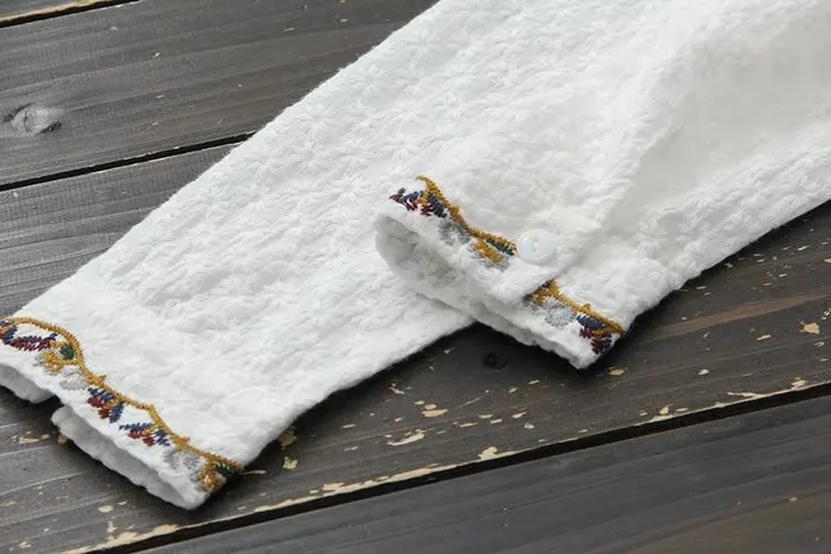 Женская винтажная Длинная блузка с цветочной вышивкой свободная однобортная