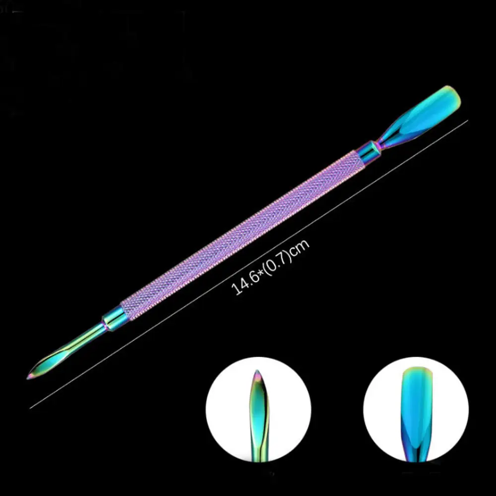Stainless Steel Dual-ended Chameleon Rainbow Cuticle Pusher Finger Remover Dead Skin Tips Manicure Nail Art Care Tools Pedicure | Красота и