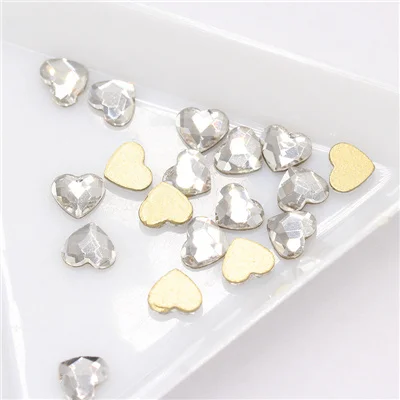Heart 5.5x6 50 шт. Стразы для ногтей 3D украшения для дизайна ногтей стеклянные украшения для ногтей очаровательные принадлежности плоские задние капли в форме сердца Сияющие - Цвет: Heart 5.5x6