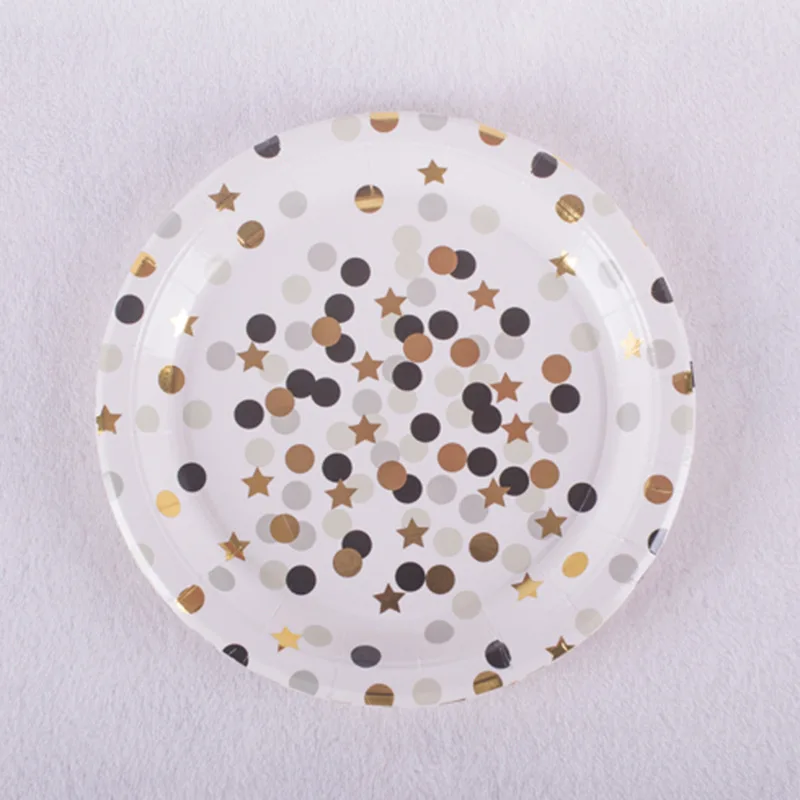 9inch plate 10pcs 70 шт. день Рождения Розовое Золото одноразовые партии набор посуды одноразовые бумажные стаканчики тарелки салфетки трубочки дети подарки на день рождения Горячая Распродажа - Цвет: 9inch plate 10pcs
