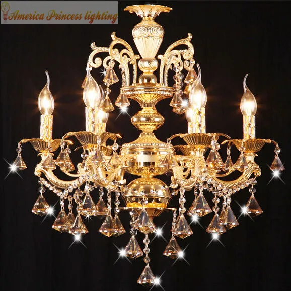 

Zinc Alloy 6 Arms crystal candle chandelier living room restaurant bedroom hotel stairs chandeliers ,E14,AC110-240V