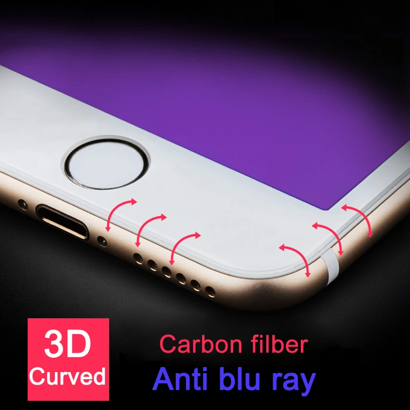 

3D Soft Edge 9H Anti Blue Ray Tempered Glass Full Cover Screen Protector For iPhone 6 6S 7 8 Plus X XR Xs 11 12 13 mini Pro Max
