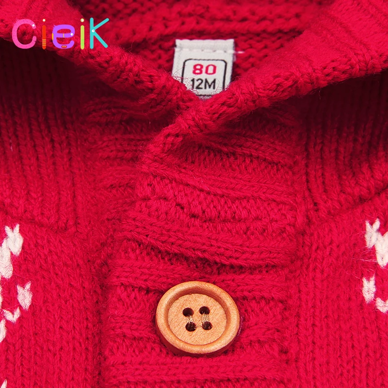 CieiK/верхняя одежда для маленьких девочек вязаный детский свитер с капюшоном