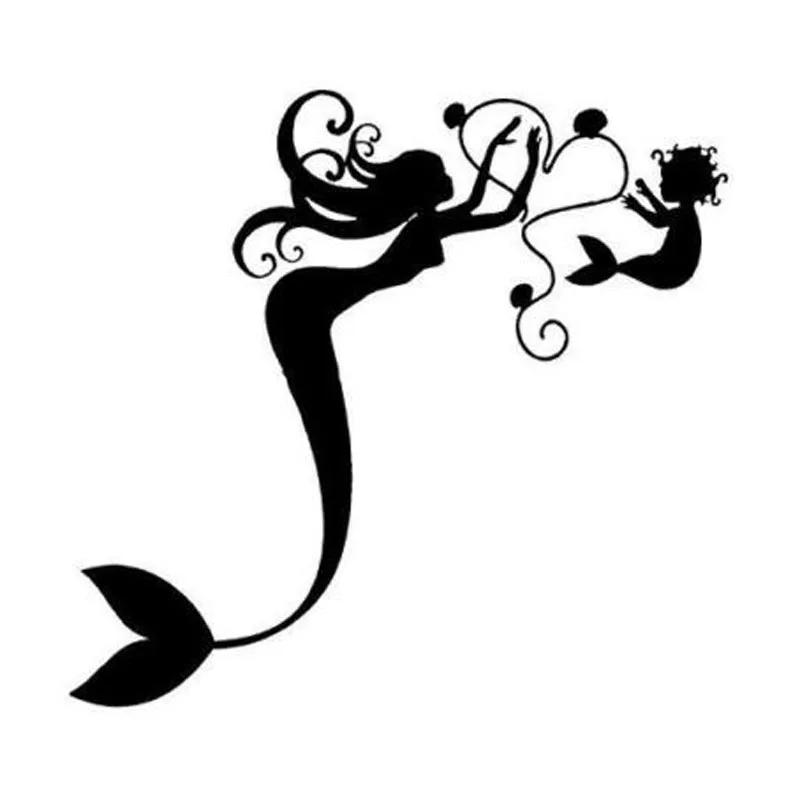 

17.1*16.1CM Mermaid Holding Boby Decal Car Window Decoration Stickers Black/Silver C4-0806
