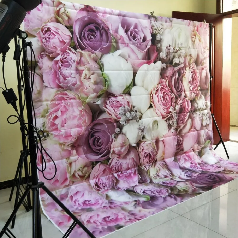 HUAYI 8x8ft бесшовные розовые folwers фон декоративный занавес для фотографий украшения