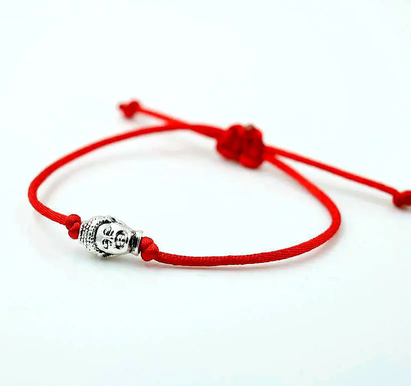 BPPCCR Ретро головы Будды браслет-амулет красная веревочная нить строка плетеный