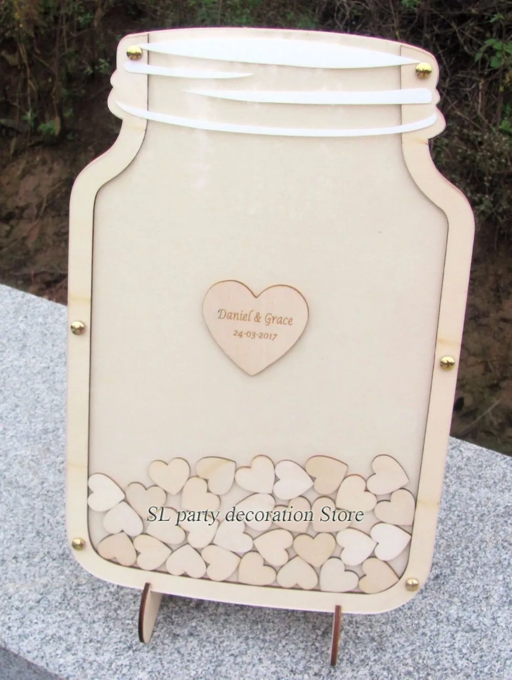 Персонализированная таможня каменщик Jar деревянная рамка Свадебная Гостевая