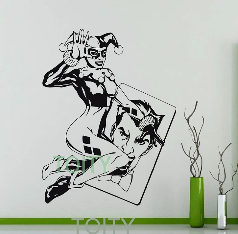 H76cm x W57cm 23 дизайна, наклейка на стену Харли Квинн, плакат супергероя, Виниловая наклейка для подростковой комнаты, домашний декор, съемная Фреска - Цвет: H76cm x W57cm