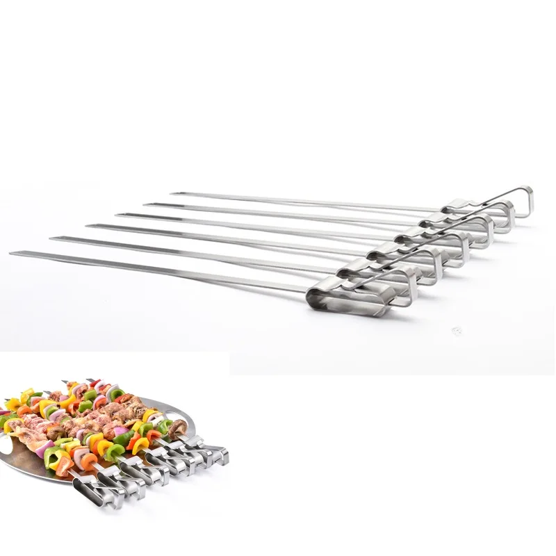 43cm17''Stainless Сталь широкий барбекю палочки для кебаба плоский вертел с Еда
