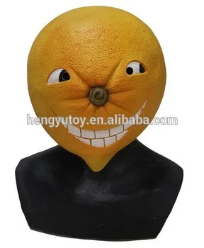 

Funny Fruit Dress Latex Orange Costume Mask for Halloween Adult Dress