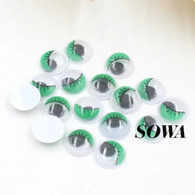 Размера 10 мм Разноцветные с ресницами движущиеся Глазные яблоки пластиковые