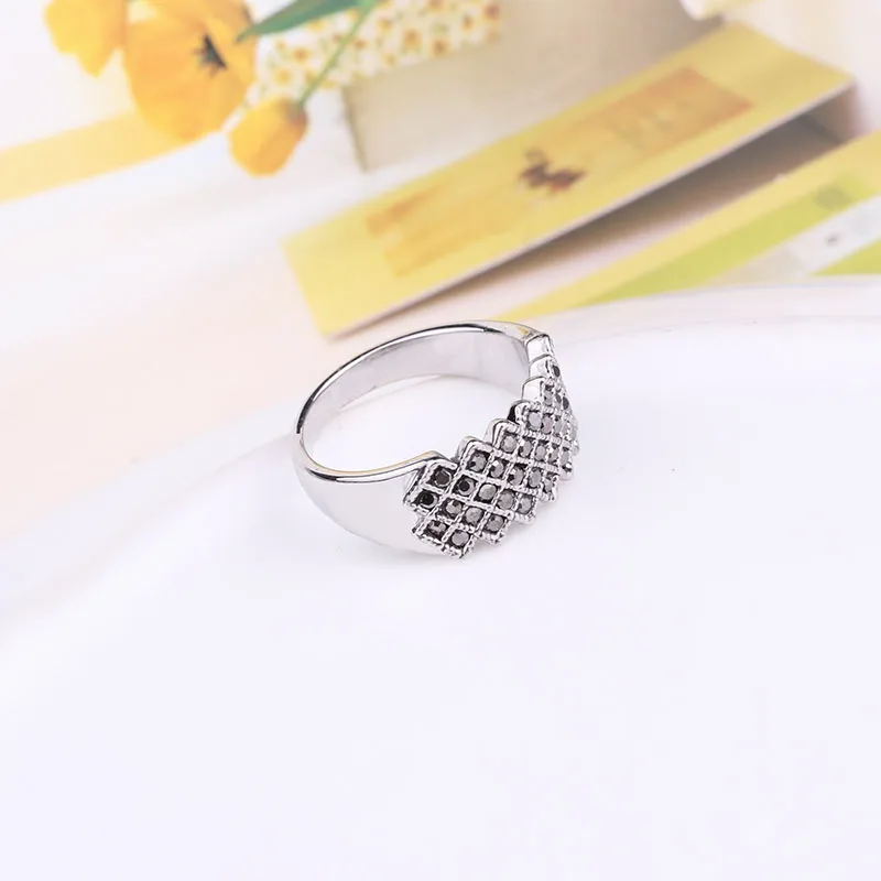 Sellsets Vintage Female Jewelry Fashion Full Crystal Wave Ring Antique Silver Color Wedding Rings For Women Christmas Gift | Украшения и