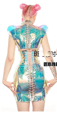 dress style Хэллоуин косплей вечерние костюмы для ночного клуба для женщин Лазерная Иллюзия перспектива сексуальные костюмы Gogo Бар Ds костюм - Цвет: dress style
