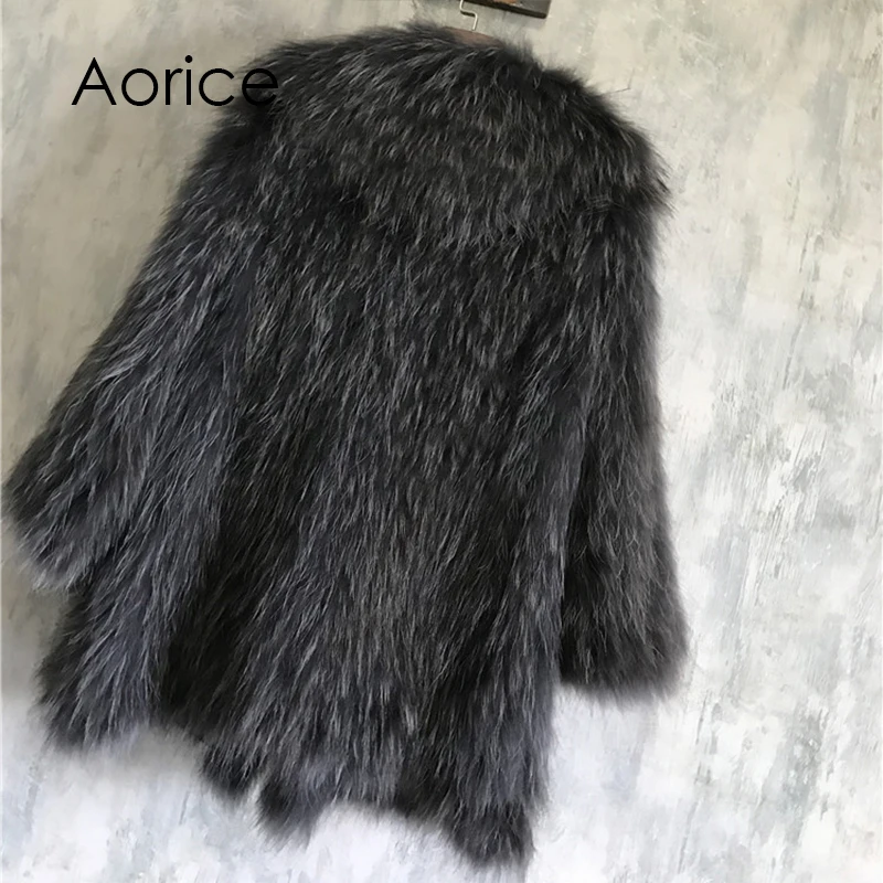 Aorice вязаное пальто из натурального меха енота/куртка/пальто женские теплые пальто из натурального меха Длинные Стильные 170916