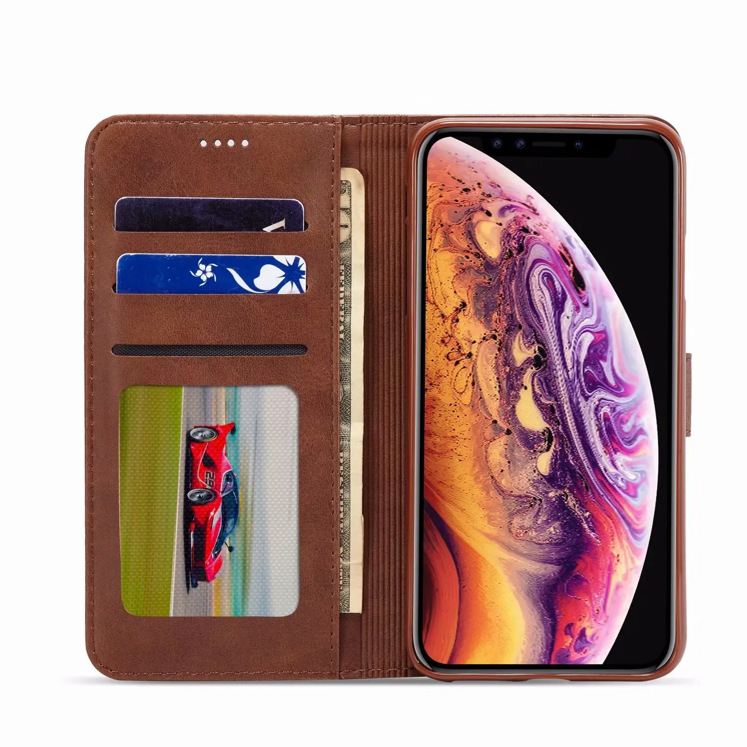 Роскошный кожаный флип чехол для iPhone 6 s 7 8 Plus x XS Max XR чехол-кошелек 6s с держателем