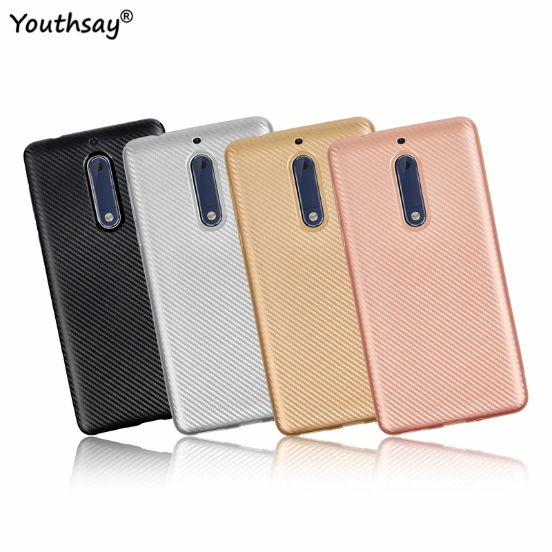 Carbon Fiber Case For Nokia 5 Silicone Brushed Soft TPU Protective Nokia5 Phone Cover Shell Funda Youthsay | Мобильные телефоны и