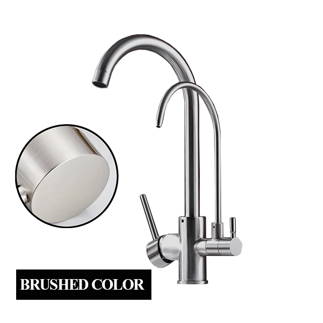 Brushed color Фильтр кухонный смеситель для раковины 360 Вращение с водяным фильтром особенности кран-смеситель для кухни torneira da cozinha CF-0176 - Цвет: Brushed color