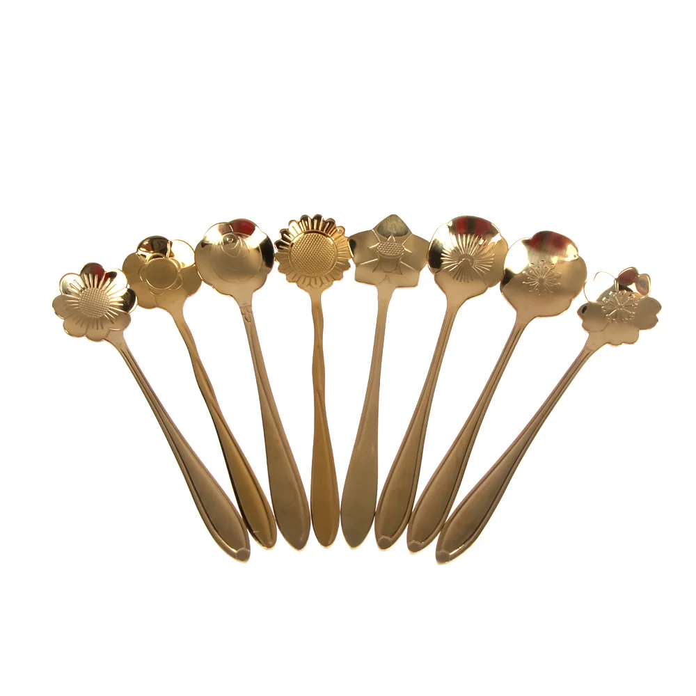 Ложка из нержавеющей стали мини чайная ложка милая кофейная с цветами десертная