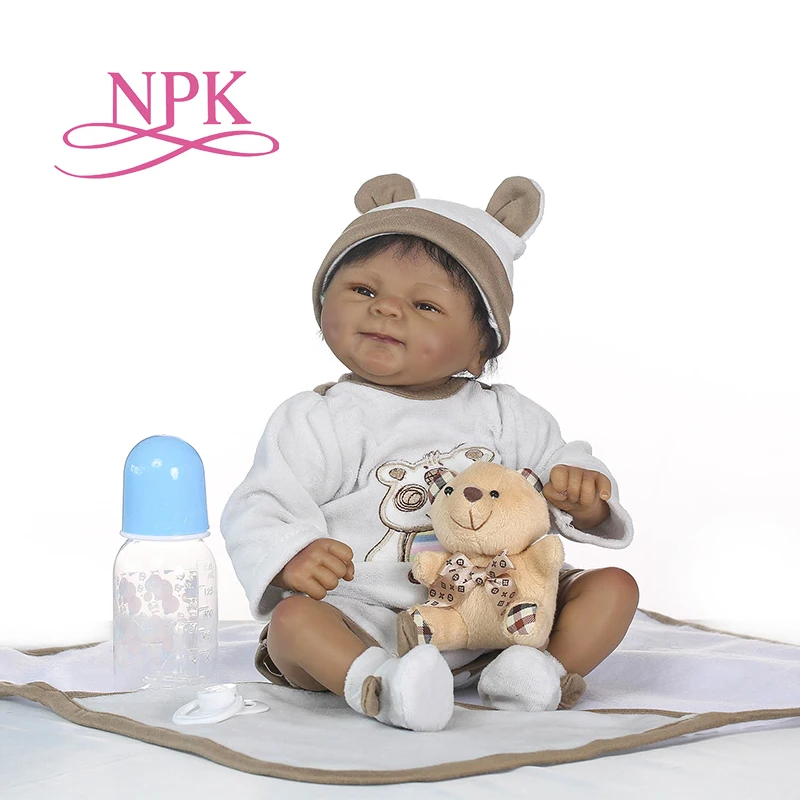NPK реалистичные boneca reborn Мягкие силиконовые реборн Детские куклы черный bebe горячие игрушки Рождественский подарок для девочек