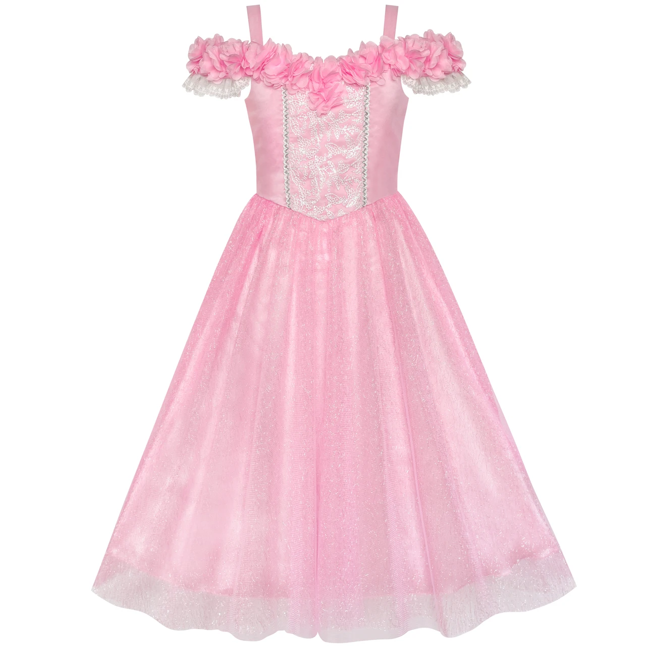 

Flower Girl Dress Pink Cold Shoulder Bridesmaid Wedding 2020 Summer Princess Party Dresses Clothes Size 6-12 Carnival Vestidos