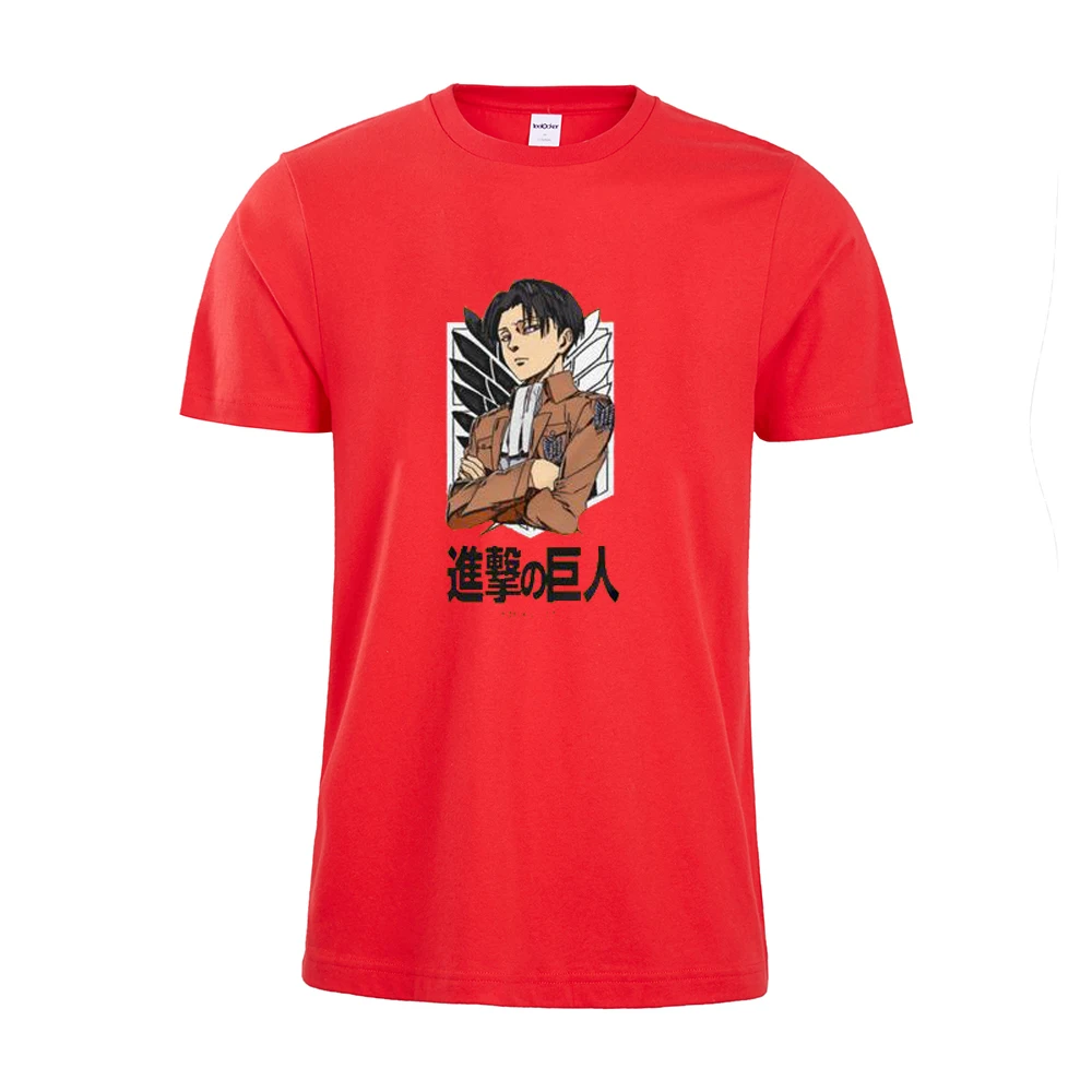 Красный Attack on Titan levi ackerman женская футболка модные хлопковые футболки - Цвет: Красный