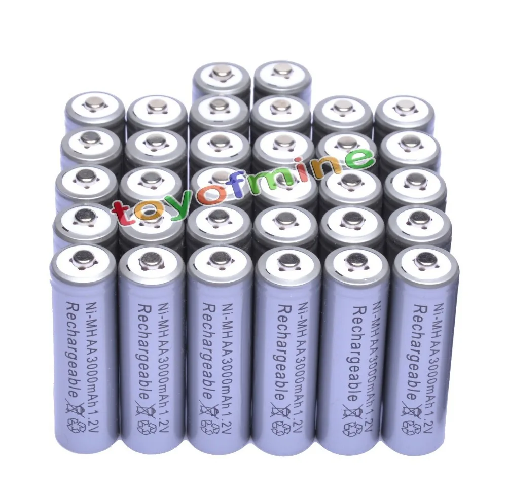 

32x AA 3000mAh 2A 1.2 V Ni-MH Grey Rechargeable Battery Cell for MP3 RC Toys