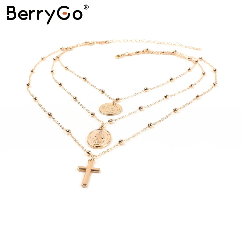 BerryGo многослойные Золотые массивные аксессуары длинные модные аксессуары женская уличная подвеска-амулет для вечеринки аксессуары женские