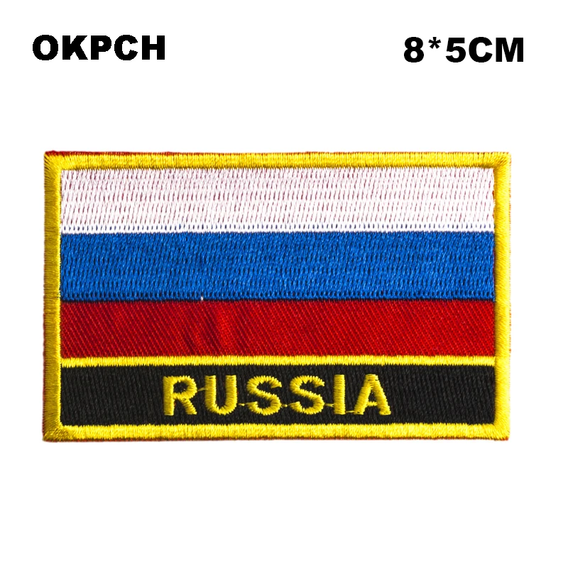 Россия квадратная форма патч с вышивкой и железным флагом фотография|Вышивка| |