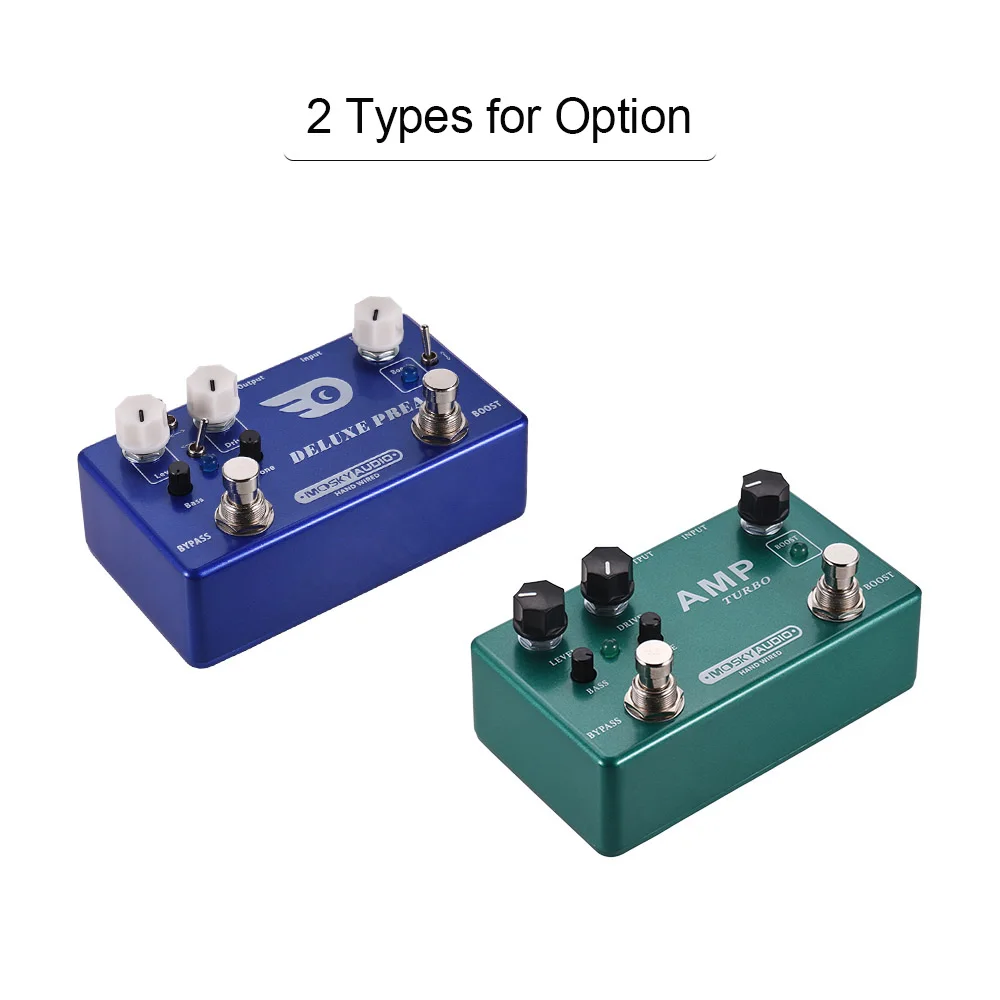 MOSKY AMP TURBO 2-в-1 гитарная педаль Boost + Классический Overdrive эффекты металлический
