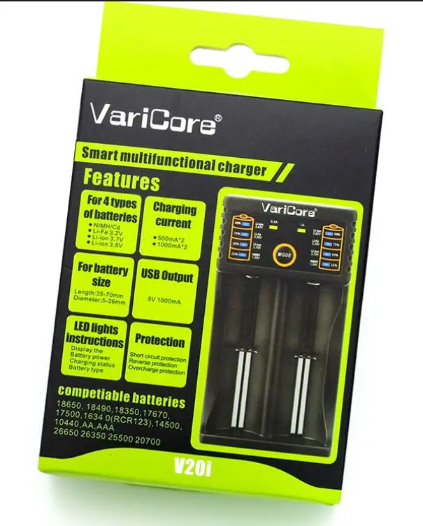 VariCore V20i V1 18650 зарядное устройство 1 2 V 3 7 85 AA/AAA 18350 26650 10440 14500 16340 NiMH литиевая батарея |