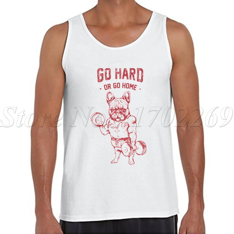 Go Hard or Home Men tank tops Frenchie printed men Vest Pug Squat fashion male singlets Do You Even Lift | Мужская одежда