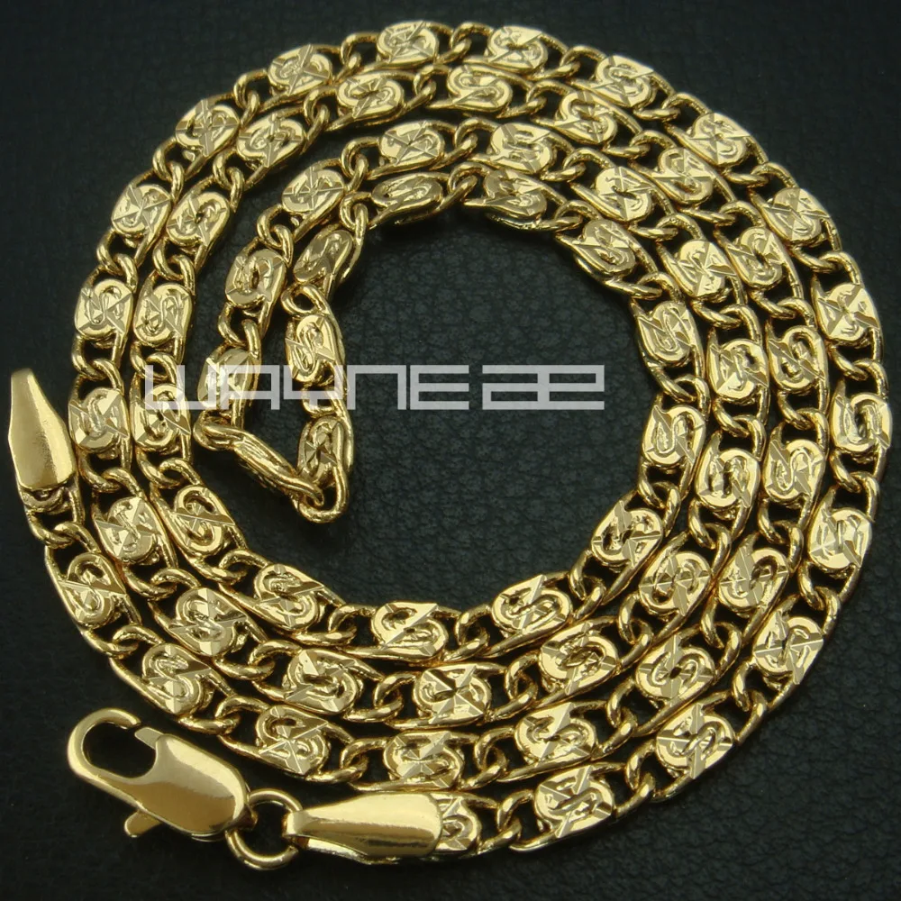 

Gold color women solid long necklace N245