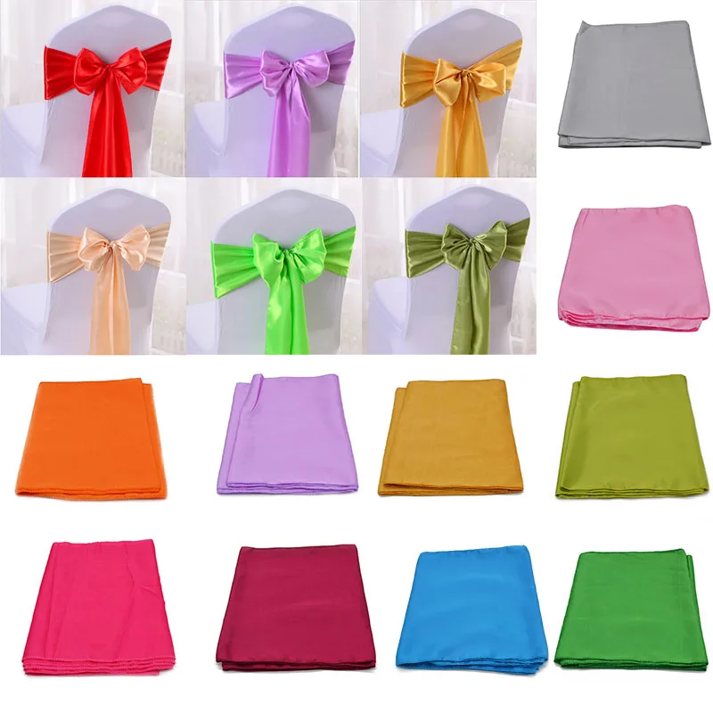 Атласный чехол на стул с бантом 18x275 см|runners for tables|runner tablerunner tulle |