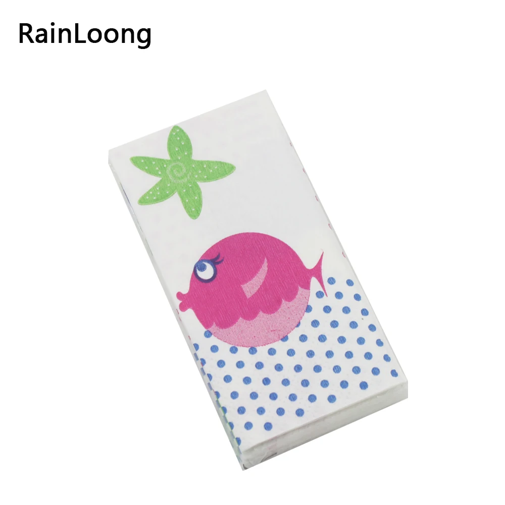 [RainLoong] карманные салфетки с принтом рыбы для украшения личная гигиена 21*21 см 5